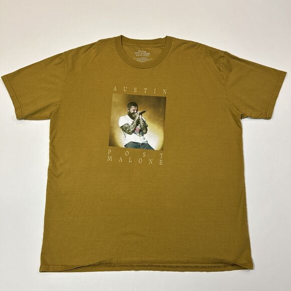 Post Malone If Yall Werent Here Id Be Crying Tour Shirt Adult 3XL Yellow Men - Picture 1 of 13